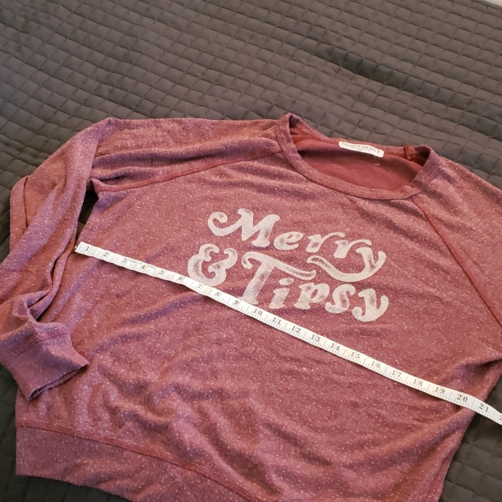 PROJECT SOCIAL T "Merry & Tipsy" Sweatshirt Size S